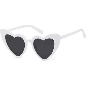 Heart Shaped Cateye Sunglasses for Women White
